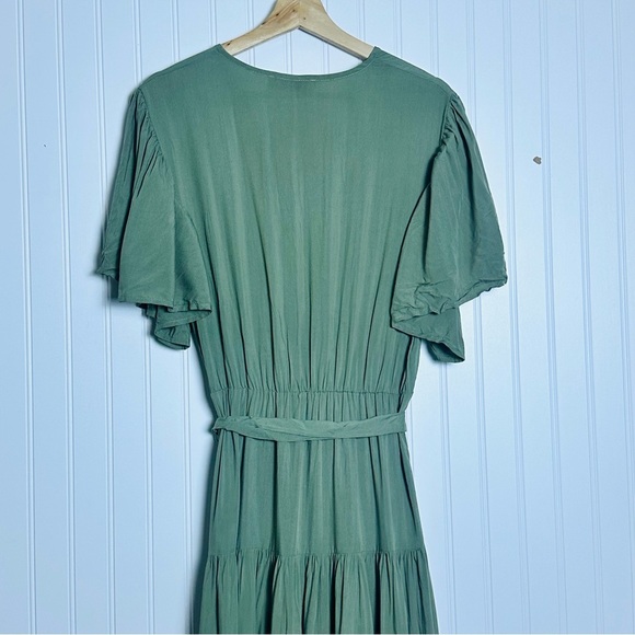 Petal and Pup Barker Mini Dress Olive Belted V-Neck XL NWT - Picture 10 of 13